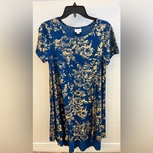 Lularoe Carly dress with gorgeous gold designs